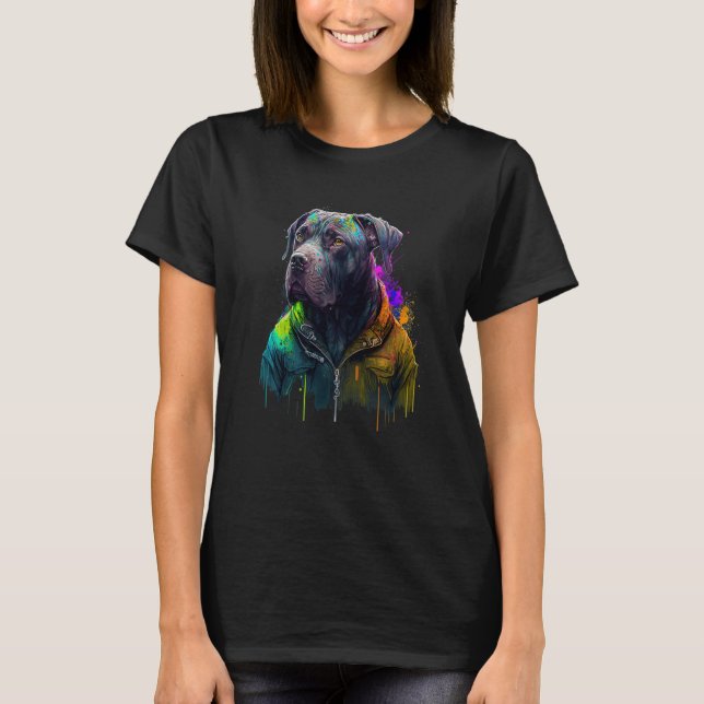 T-shirt Rockstar portrait italian mastiff Cane Corso (Devant)