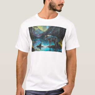 T-shirt Rocky Mountain Grey Wolf Art