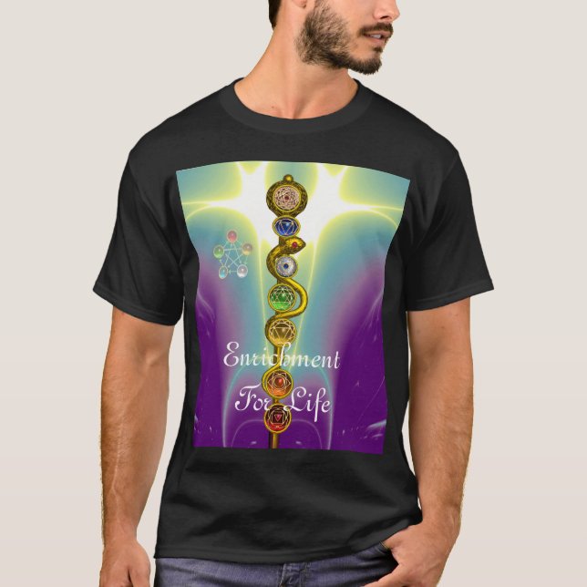 T-SHIRT RODE D'ASCLEPIUS 7 CHAKRAS, YOGA, ÉNERGIE SPIRITUE (Devant)