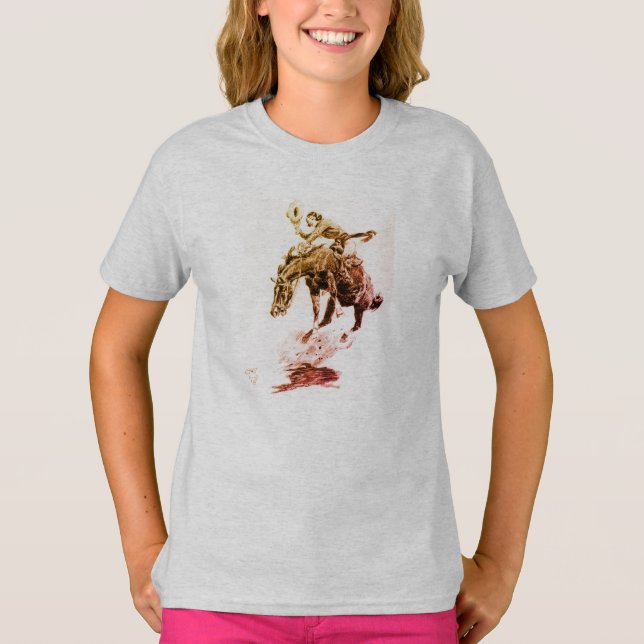 T-shirt Rodeo Cowgirl (par C.M. Russell) (Devant)