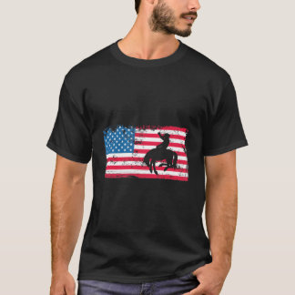T-shirt Rodeo de cheval bronco avec drapeau américain vach