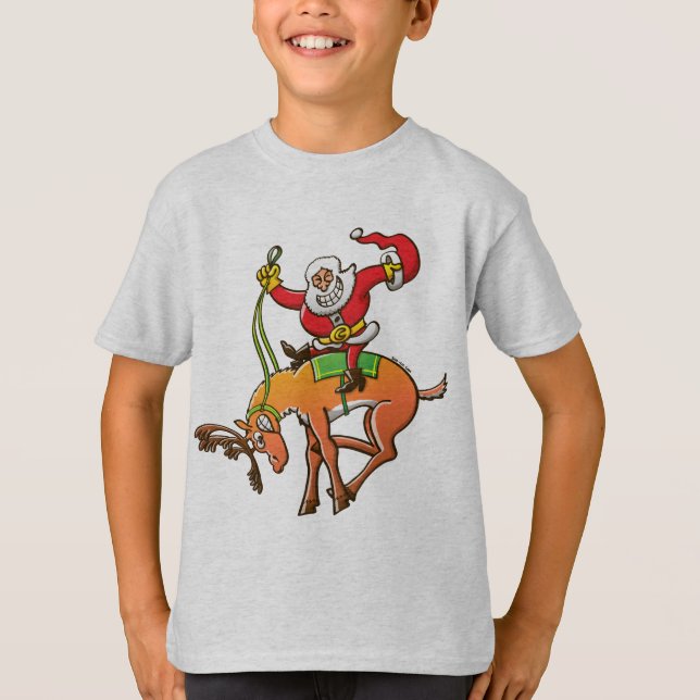 T-shirt Rodéo de Noël de Père Noël (Devant)
