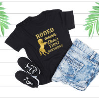 Rodeo maman First rodeo party gold horse birthday