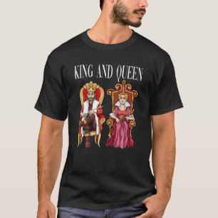 T-shirt Roi avec Reine avec Couronne sur le Trône