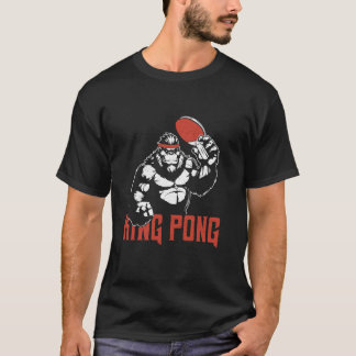 T-shirt Roi Pong Drôle de Tennis de Table Gorilla Tee