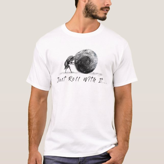 T-shirt ‘Roll With It’ Dung Beetle Design (Devant)