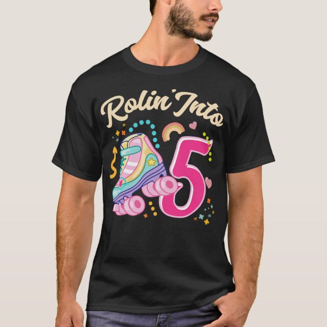 T-shirt Roller Skate 5th Birthday Girls Bday Gift For Kids (Devant)