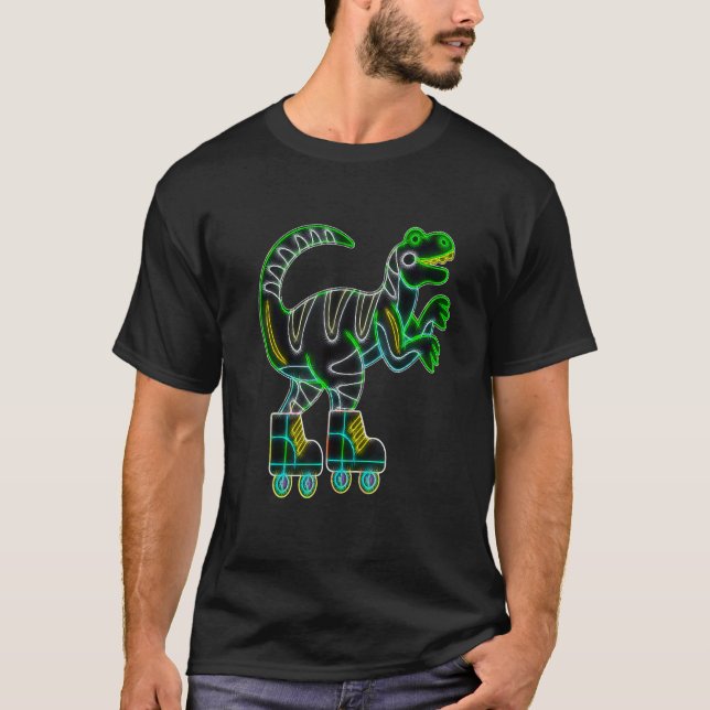 T-shirt Roller Skate Dinosaure Patinage Trex Rollerblades  (Devant)