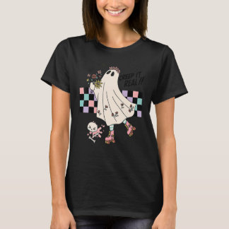 T-shirt Roller Skate Spooky Creep It Real Ghost Retro Ghou
