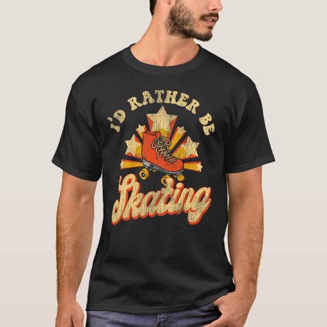 T-shirt Roller Skating Je Préférerais Patiner 1970S Retro (Devant)