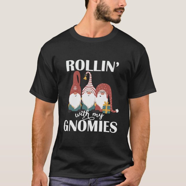 T-shirt Rollin Avec Ma Chemise Gnomies Pour Les Femmes Noë (Devant)