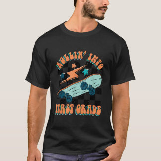 T-shirt Rollin' En 1Ème Année Retour À L'École Skateboard 