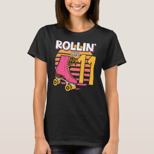 T-shirt Rollin' Into 11 Roller Girl 11th Birthday Party Sk