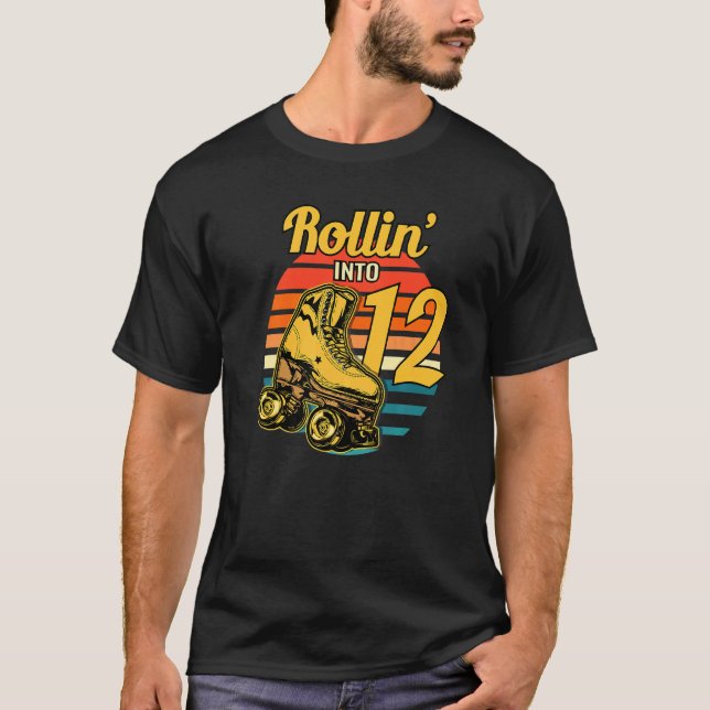 T-shirt Rollin' Into 12 Retro Roller 12ème Anniversaire S (Devant)