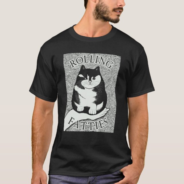 T-shirt Rolling Fatties Cat Monochrome Kitten (Devant)