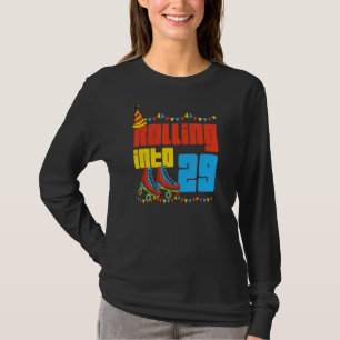 T-shirt Rolling Into 29 Roller Skate 29th Birthday Party S