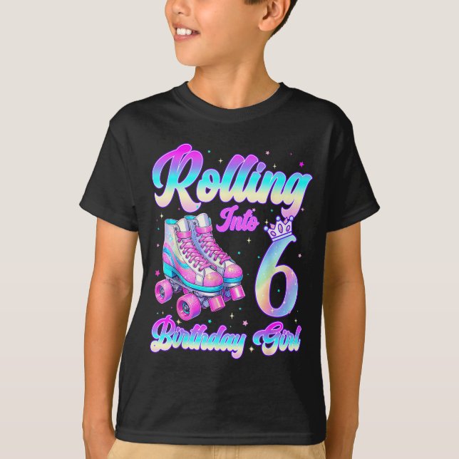 T-shirt Rolling Into 6 Year Old Roller Skating 6th Birthda (Devant)