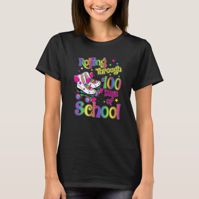 T-shirt Rolling Through 100 Days Of School Roller Skater S (Devant)