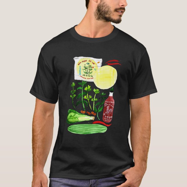 T-shirt Rolls de papier de riz vietnamien Recette Aquarell (Devant)