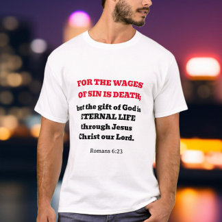 T-shirt Romains branchés 6:23 Écriture Évangile Chrétien