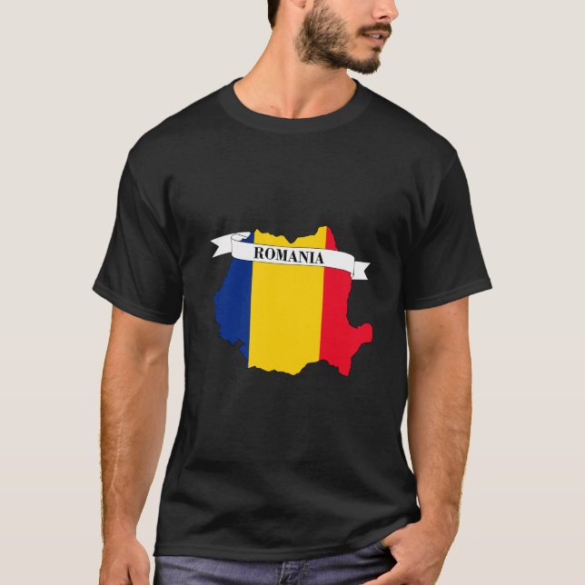 T-shirt  Romania flag map (Devant)