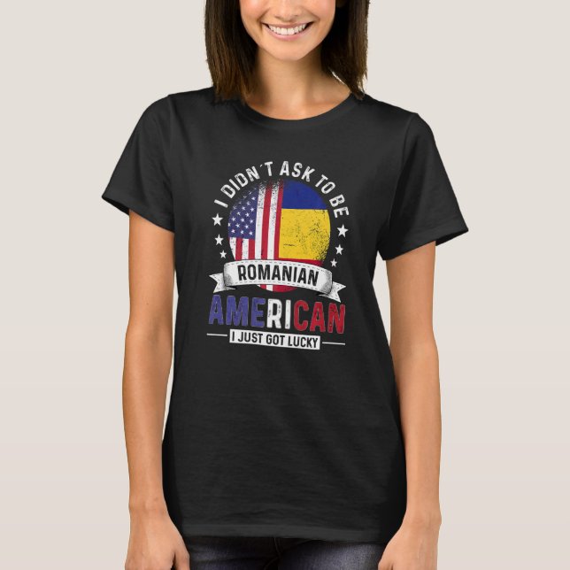 T-shirt Romanian American Countries Flags Pride Romania Fl (Devant)
