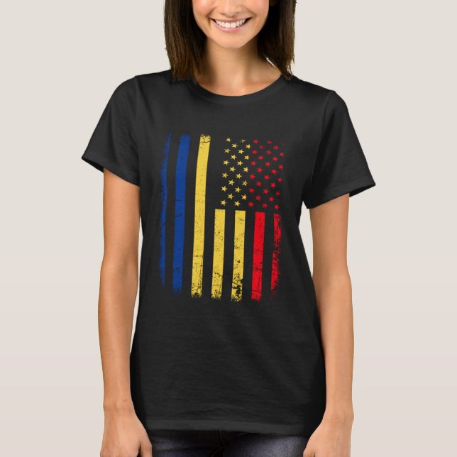 T-shirt Romanian American Flag Romania America Pride Herit (Devant)