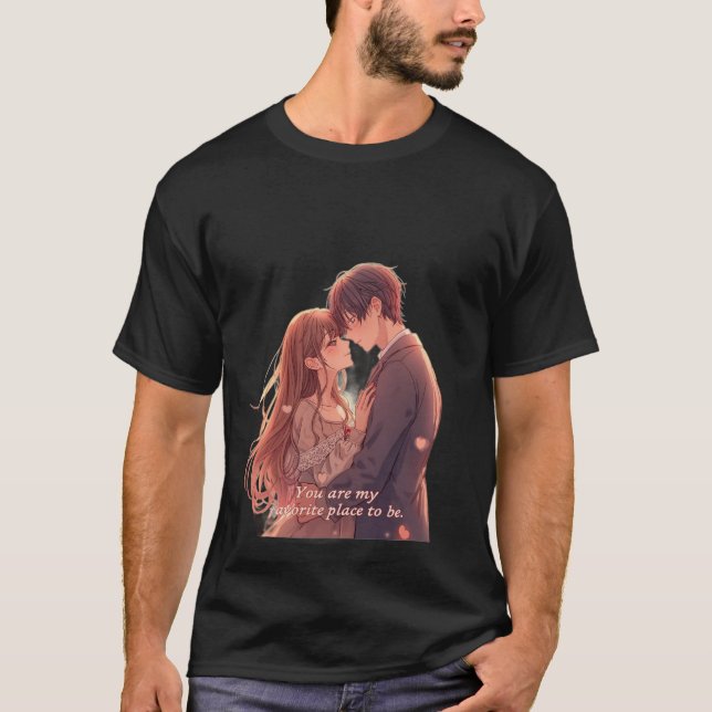 T-shirt Romantic Anime Couple - Valentine's Day  Aesthetic (Devant)