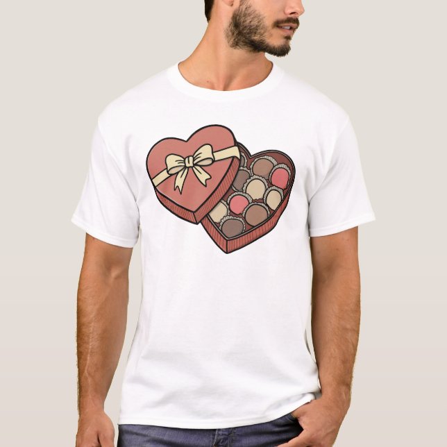 T-shirt Romantic Heart-Shaped Chocolate Box Valentine  (Devant)
