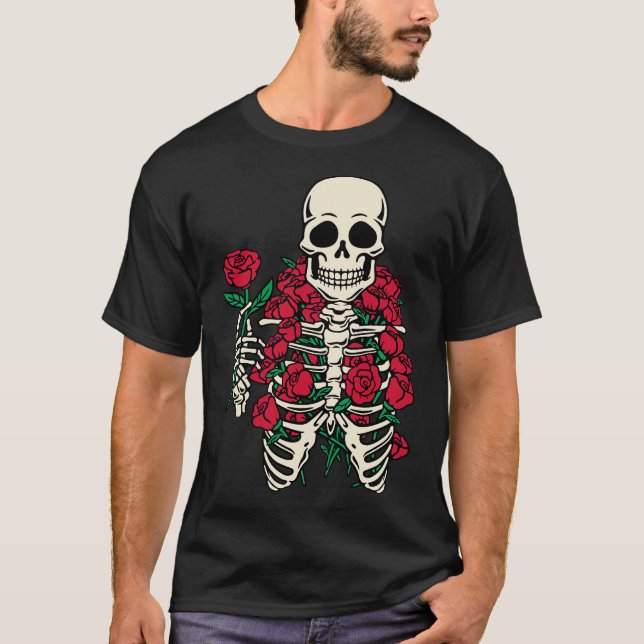 T-shirt Romantic Rose Skeleton by Tobe Fonseca (Devant)