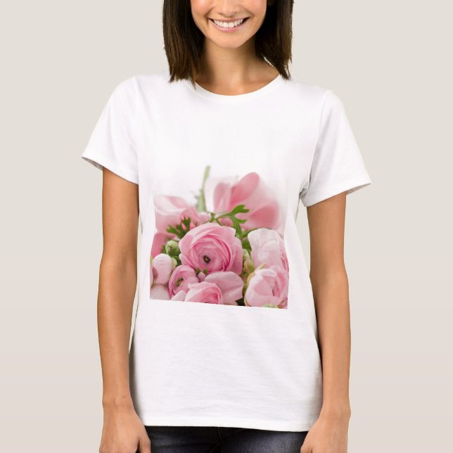 T-shirt Romantique Mariage Love Soft Rose Flower Bouquet (Devant)