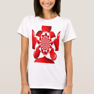 T-shirt Romantique Red Hearts Art Motif Imprimer