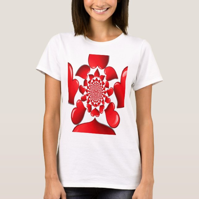 T-shirt Romantique Red Hearts Art Motif Imprimer (Devant)