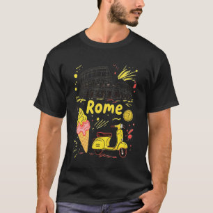 T-shirt Rome Italie Colisée Glace Scooter Art Enfants