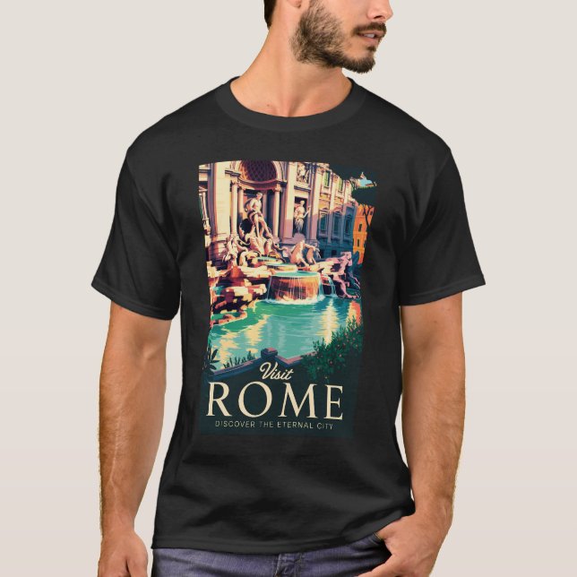 T-shirt Rome Italie Trevi Fontaine Illustration Voyage Art (Devant)