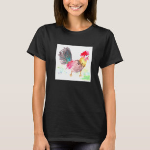 T-shirt Rooster Aquarelle Poulet Peinture Animal de ferme