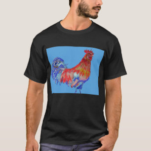 T-shirt Rooster Art Poulet Aquarelle Mans T Chemise