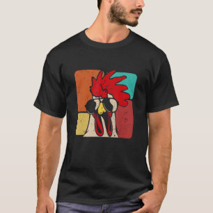 T-shirt Rooster cool portant lunettes de soleil Retro Vint