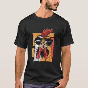 T-shirt Rooster cool portant lunettes de soleil Retro Vint