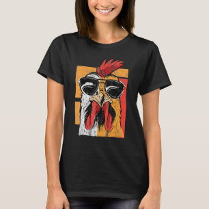 T-shirt Rooster cool portant lunettes de soleil Retro Vint