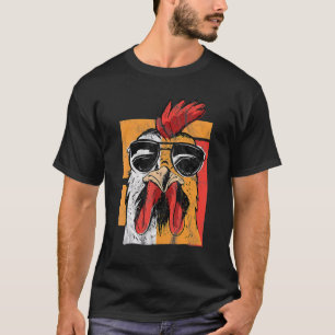 T-shirt Rooster cool portant lunettes de soleil Retro Vint
