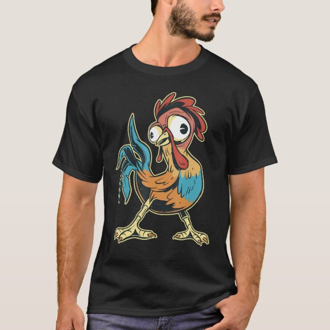 T-shirt Rooster Crazy Rooster Costume de jouet Crazy H pou (Devant)
