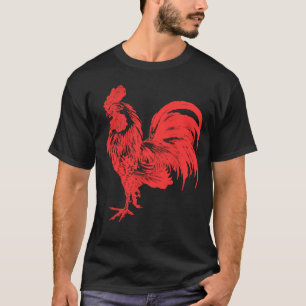 T-shirt Rooster Rouge Cocky Rooster Vintage
