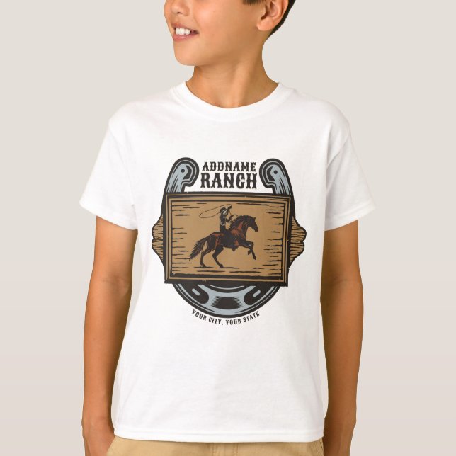 T-shirt Roping Cowboy AJOUTER LE NOM Western Family Horse  (Devant)