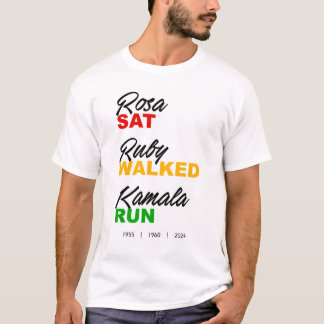 T-shirt Rosa Sat Ruby Marche Kamala Run Texte