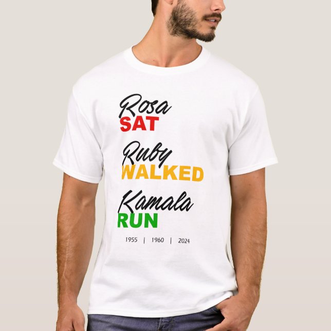 T-shirt Rosa Sat Ruby Marche Kamala Run Texte (Devant)