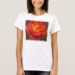 T-shirt Rose à flamme sur parchemin
