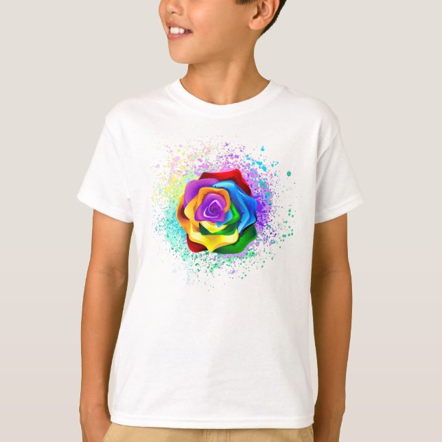 T-shirt Rose arc-en-ciel coloré (Devant)