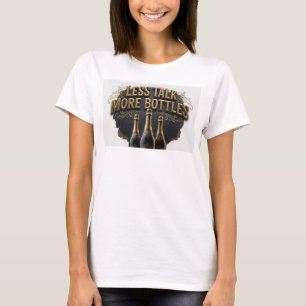 T-shirt Rose chic TEXTE LESS TALK MORE BOTTLES Design