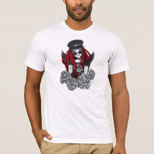 T-shirt rose d'ange de cycliste rouge de tatouage